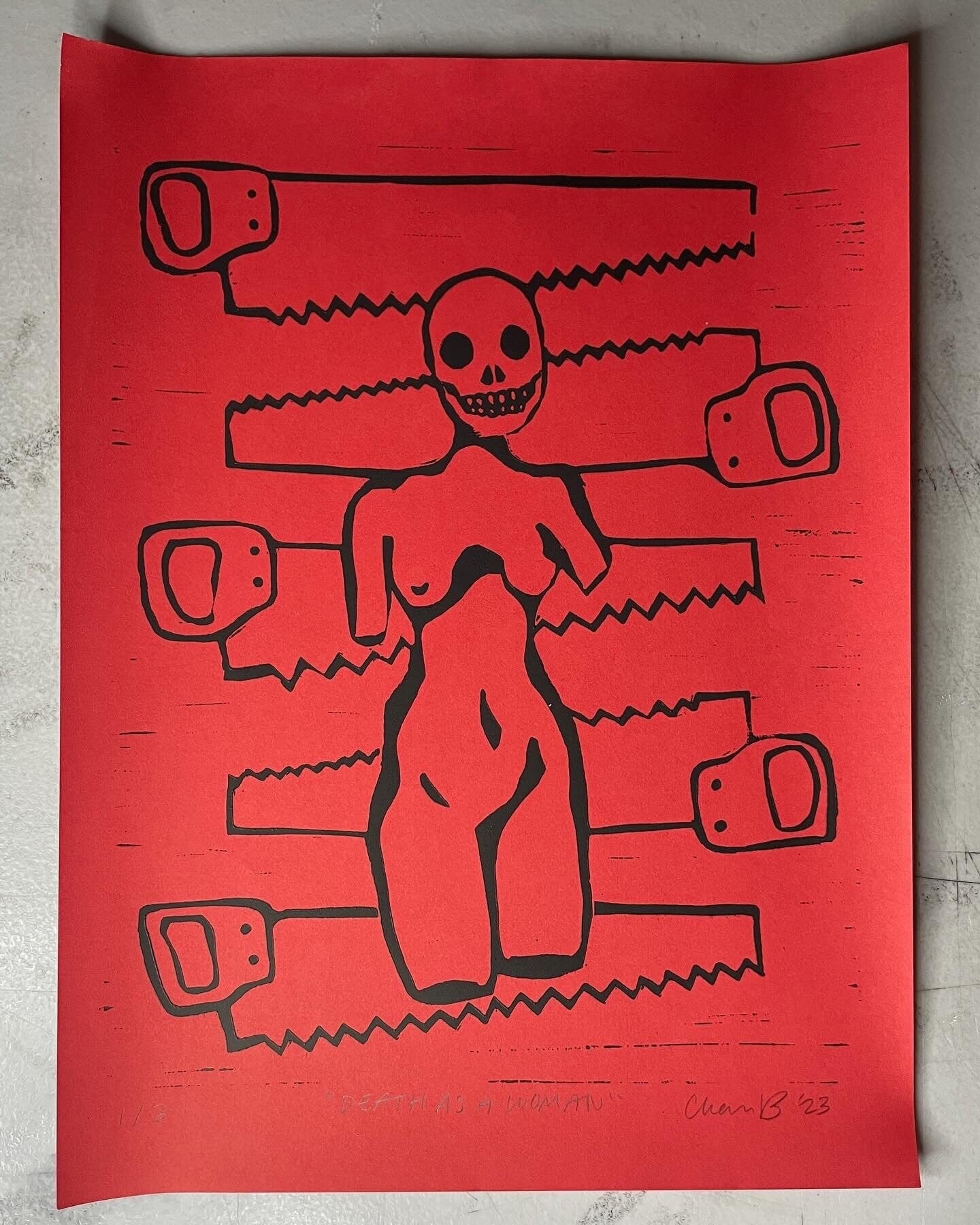 PRINT: Death as a Woman Linocut Print