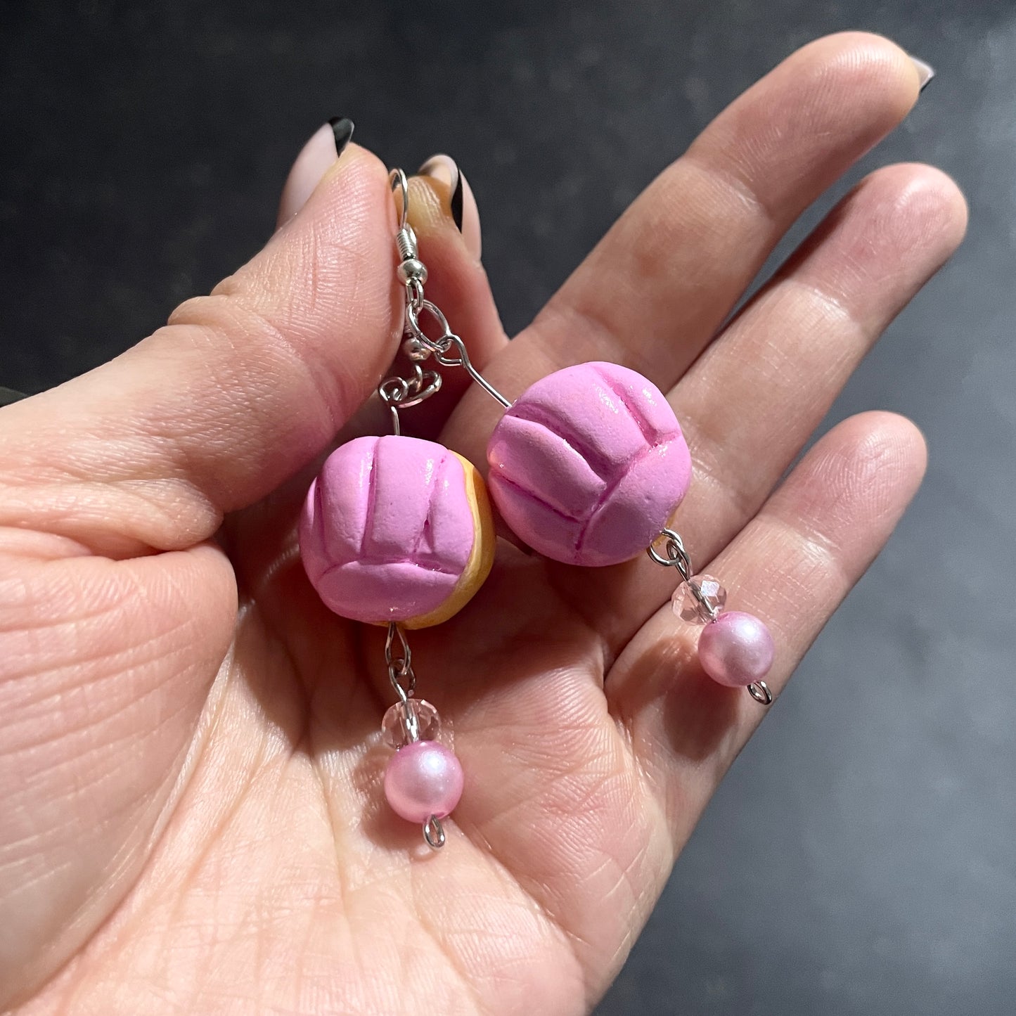 JEWELRY: Mini Concha Mexican Pan Dulce Dangling Hook Earrings