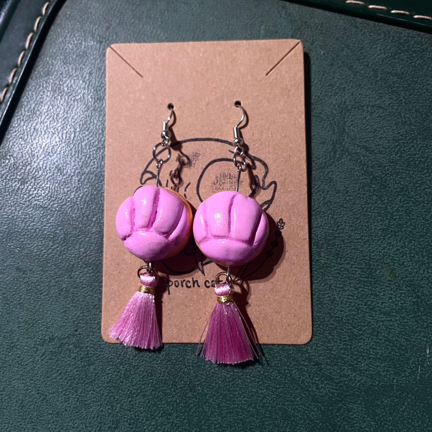 JEWELRY: Mini Concha Mexican Pan Dulce Dangling Hook Earrings