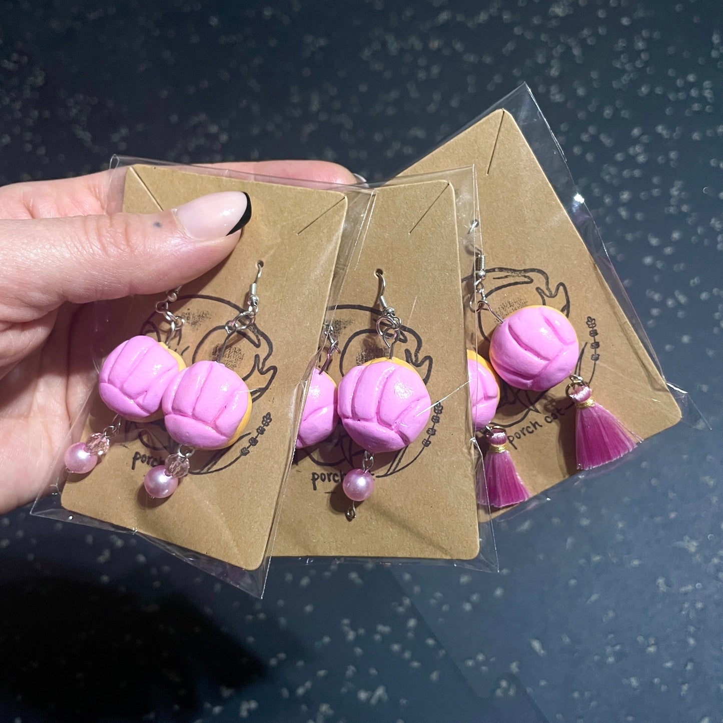 JEWELRY: Mini Concha Mexican Pan Dulce Dangling Hook Earrings