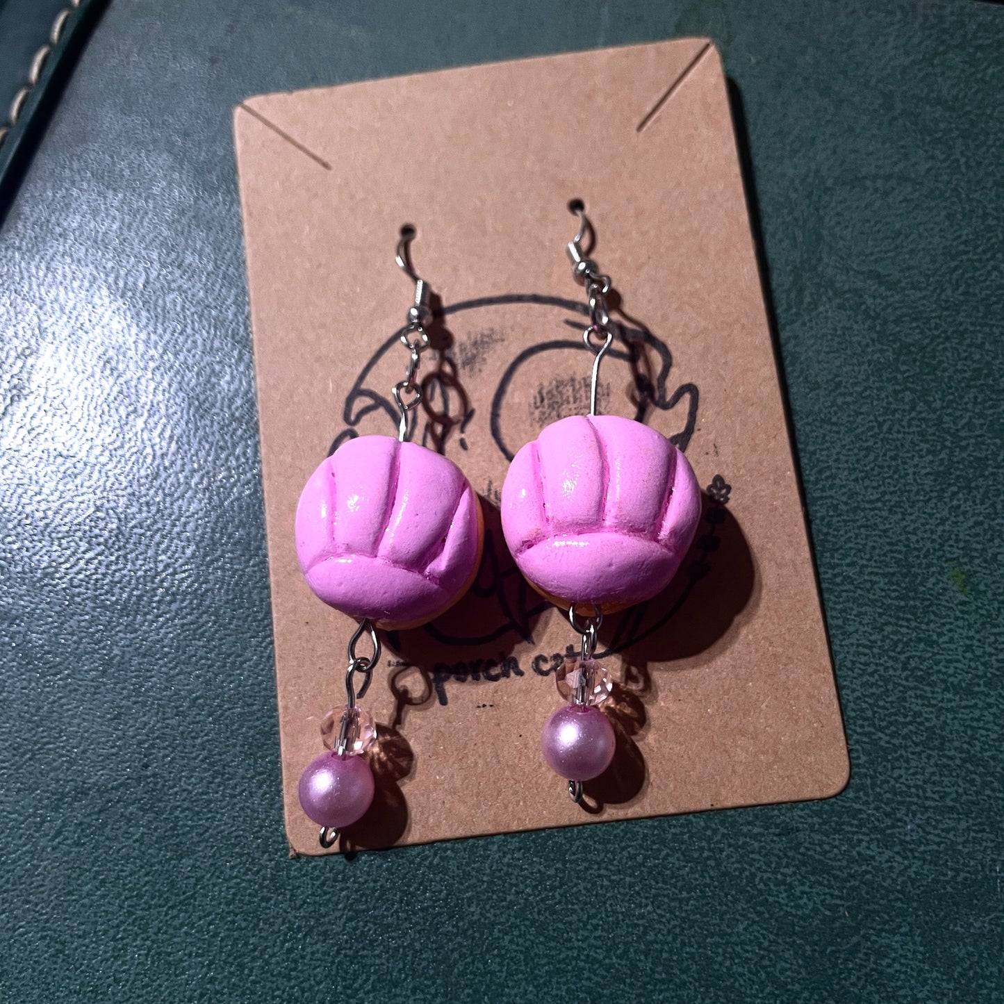 JEWELRY: Mini Concha Mexican Pan Dulce Dangling Hook Earrings