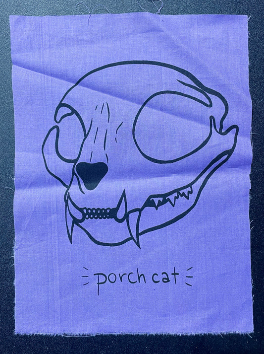 PATCH: Porch Cat Skull Screen Print Patch