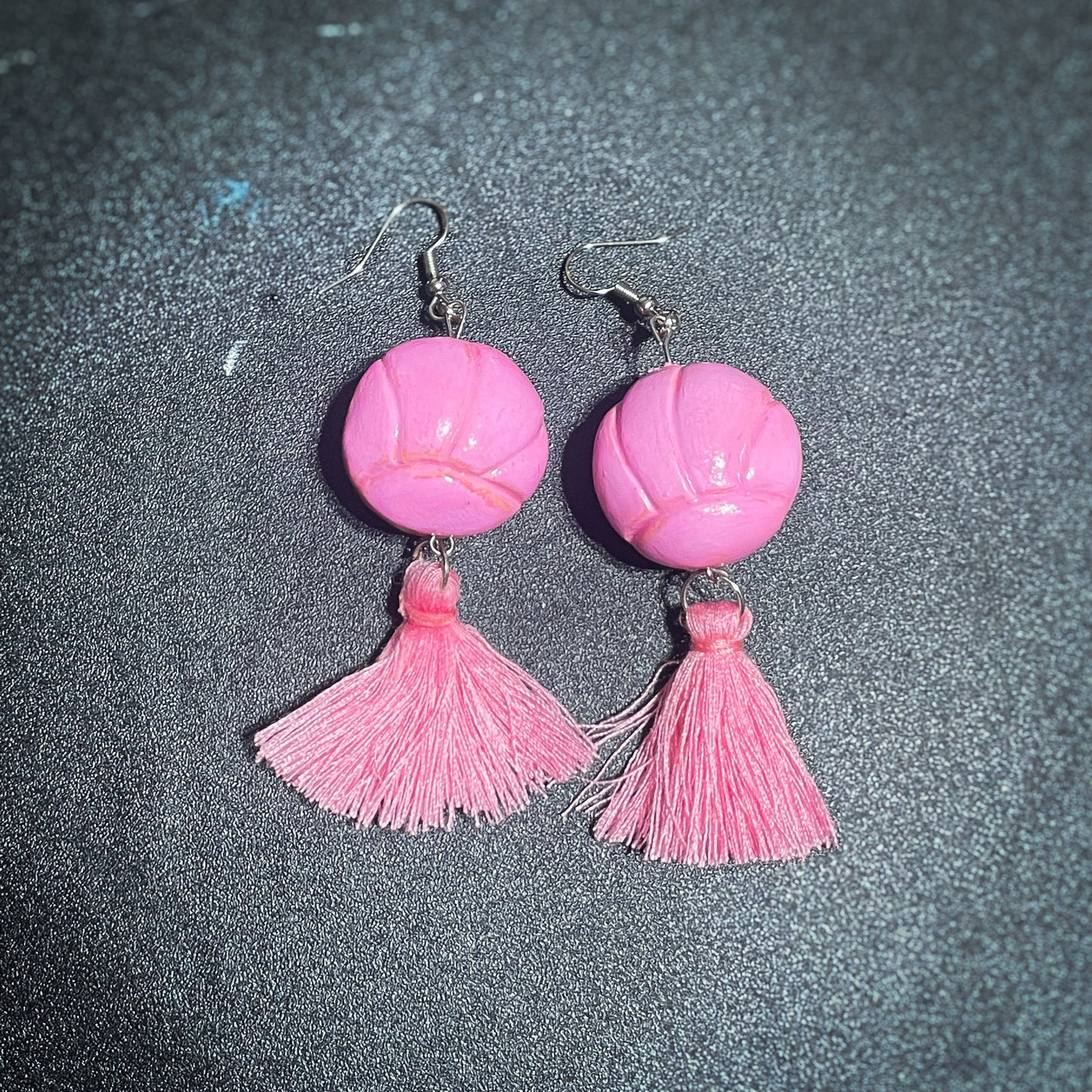 JEWELRY: Chunky Concha Mexican Pan Dulce Dangling Hook Earrings