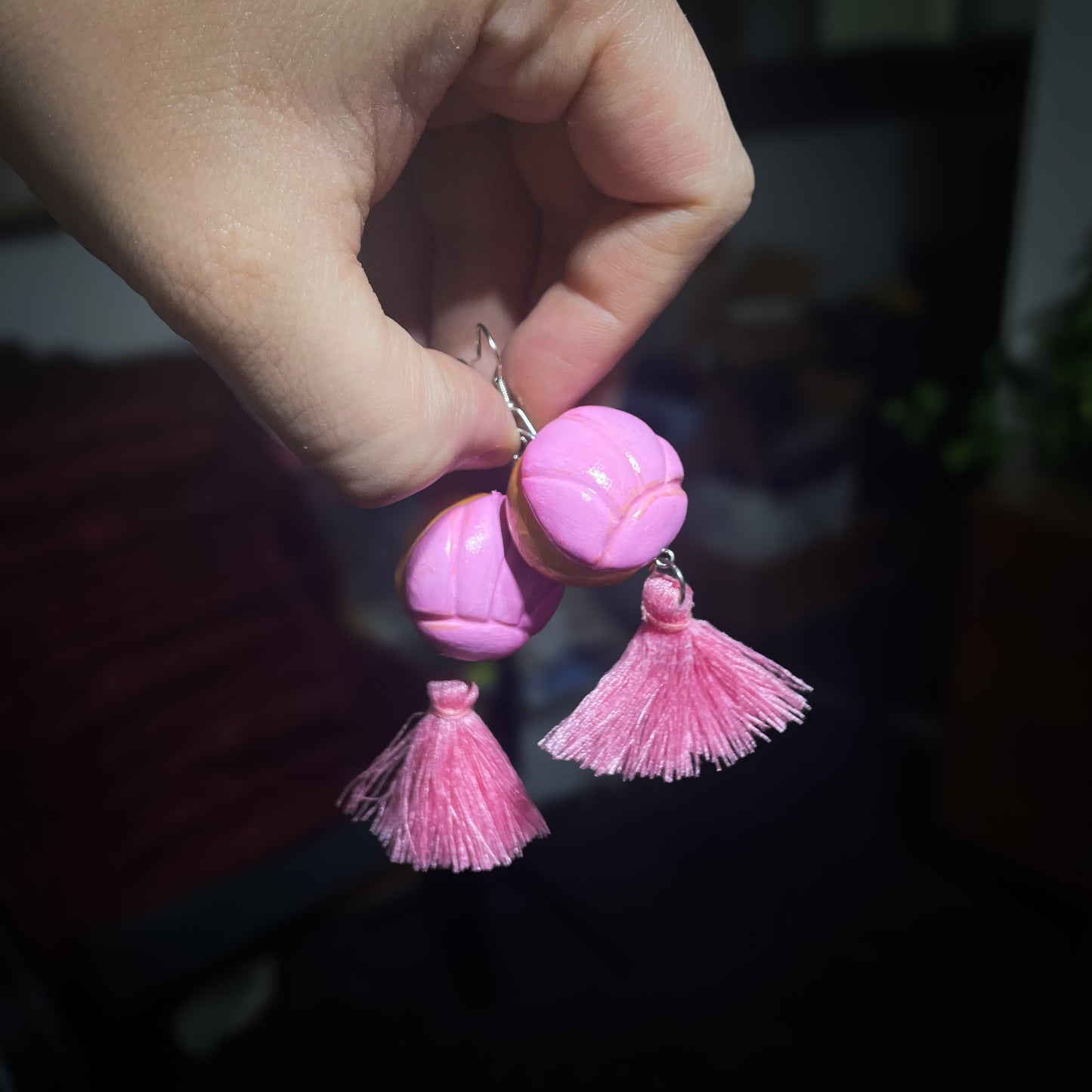 JEWELRY: Chunky Concha Mexican Pan Dulce Dangling Hook Earrings