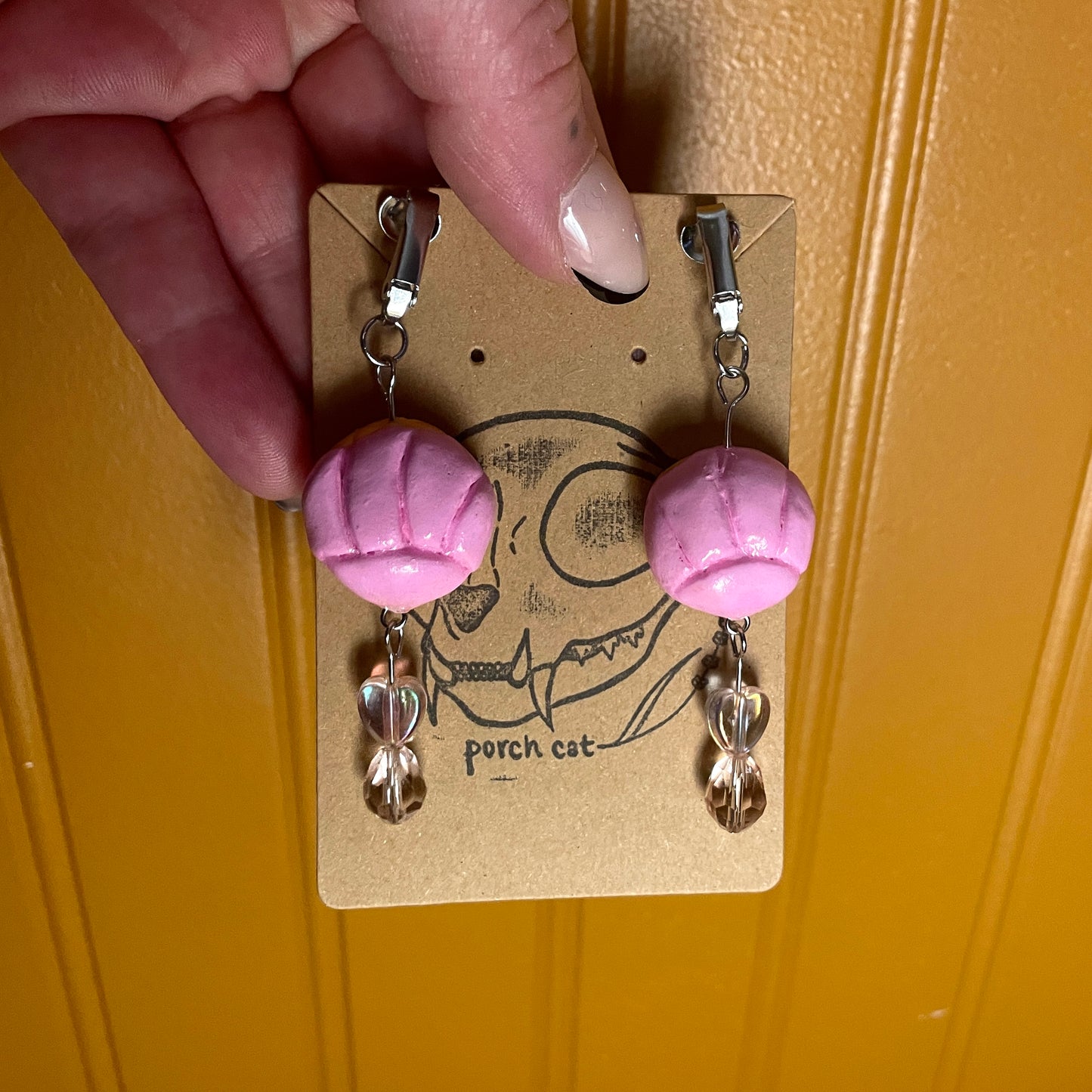 JEWELRY: Mini Concha Mexican Pan Dulce Dangling Hook Earrings