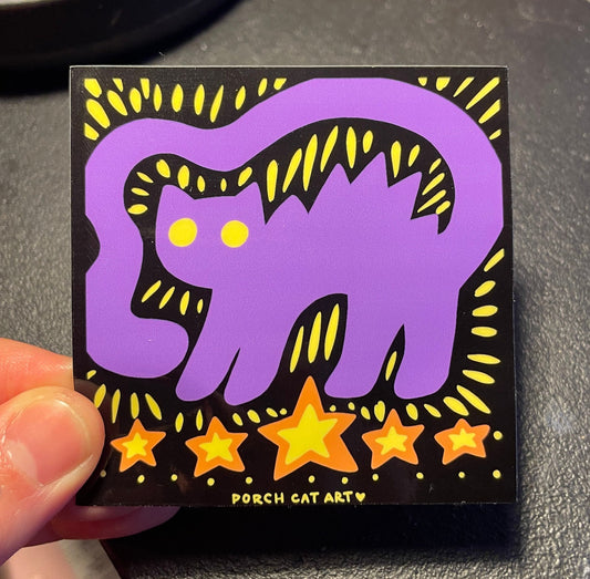 STICKER: Spiky Purple Star Cat Sticker