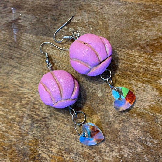 JEWELRY: Chunky Concha Mexican Pan Dulce Dangling Hook Earrings