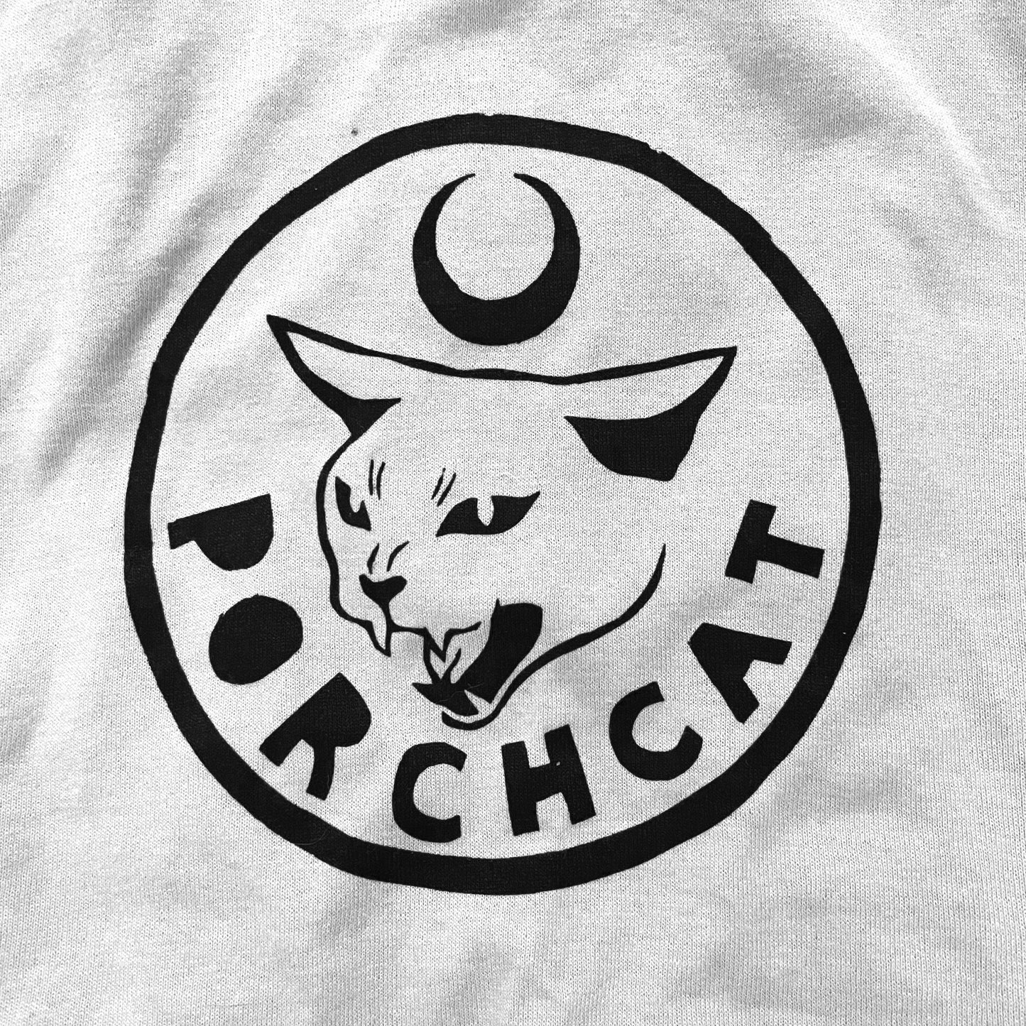 SHIRT PREORDER: Porch Cat Hissing Cat Black/White (Screen Printed)